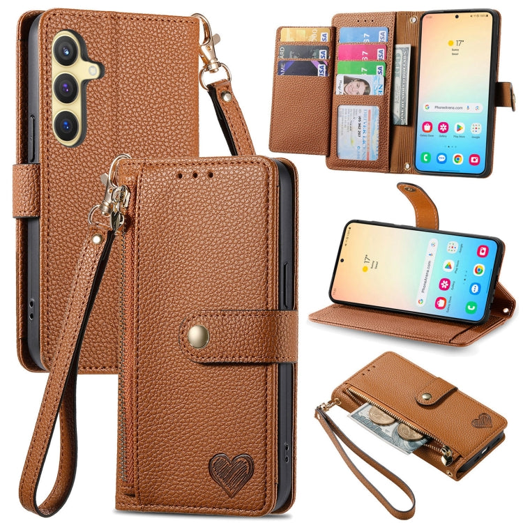 Love Zipper Lanyard Leather Phone Case, For Samsung Galaxy S25 Edge 5G, For Samsung Galaxy A36 5G, For Samsung Galaxy S25 5G, For Samsung Galaxy S25+ 5G