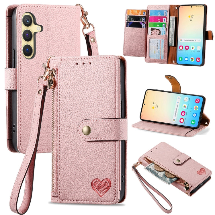 Love Zipper Lanyard Leather Phone Case, For Samsung Galaxy S25 Edge 5G, For Samsung Galaxy A36 5G, For Samsung Galaxy S25 5G, For Samsung Galaxy S25+ 5G