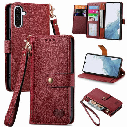 Love Zipper Lanyard Leather Phone Case, For Samsung Galaxy A57 5G, For Samsung Galaxy A37 5G, For Samsung Galaxy S25 Edge 5G, For Samsung Galaxy A56 5G