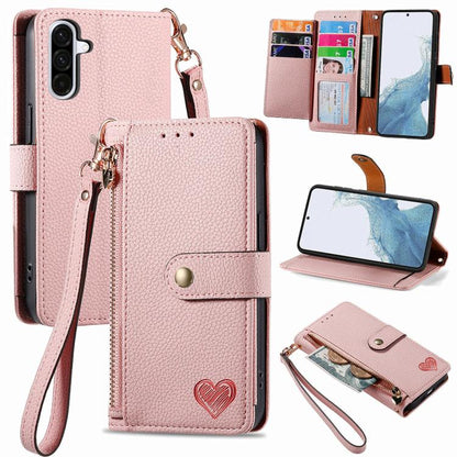 Love Zipper Lanyard Leather Phone Case, For Samsung Galaxy A57 5G, For Samsung Galaxy A37 5G, For Samsung Galaxy S25 Edge 5G, For Samsung Galaxy A56 5G