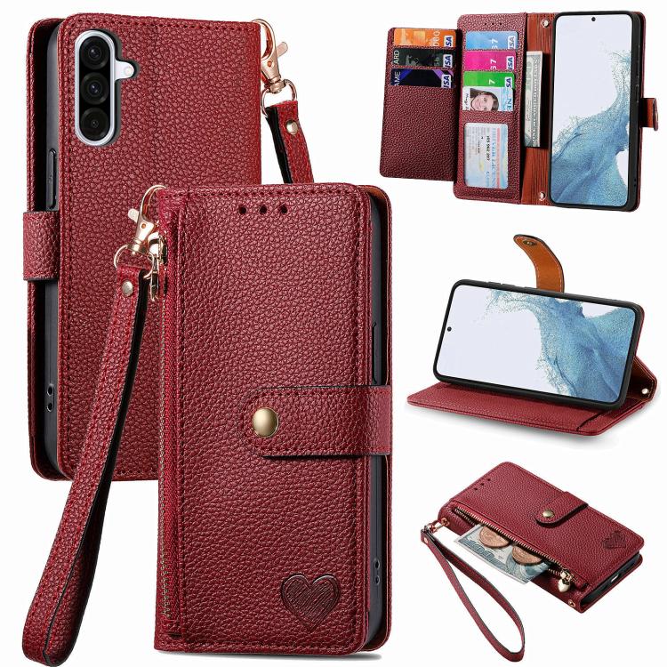 Love Zipper Lanyard Leather Phone Case, For Samsung Galaxy A57 5G, For Samsung Galaxy A37 5G, For Samsung Galaxy S25 Edge 5G, For Samsung Galaxy A56 5G