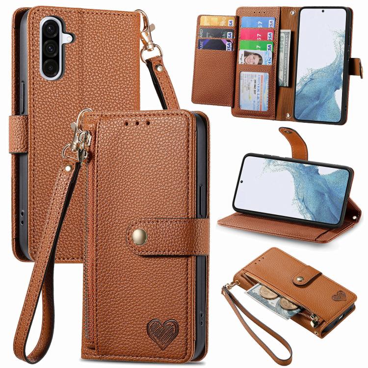 Love Zipper Lanyard Leather Phone Case, For Samsung Galaxy A57 5G, For Samsung Galaxy A37 5G, For Samsung Galaxy S25 Edge 5G, For Samsung Galaxy A56 5G