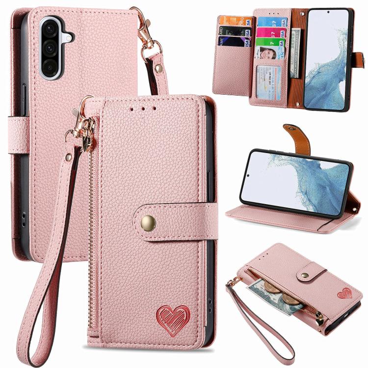 Love Zipper Lanyard Leather Phone Case, For Samsung Galaxy A57 5G, For Samsung Galaxy A37 5G, For Samsung Galaxy S25 Edge 5G, For Samsung Galaxy A56 5G