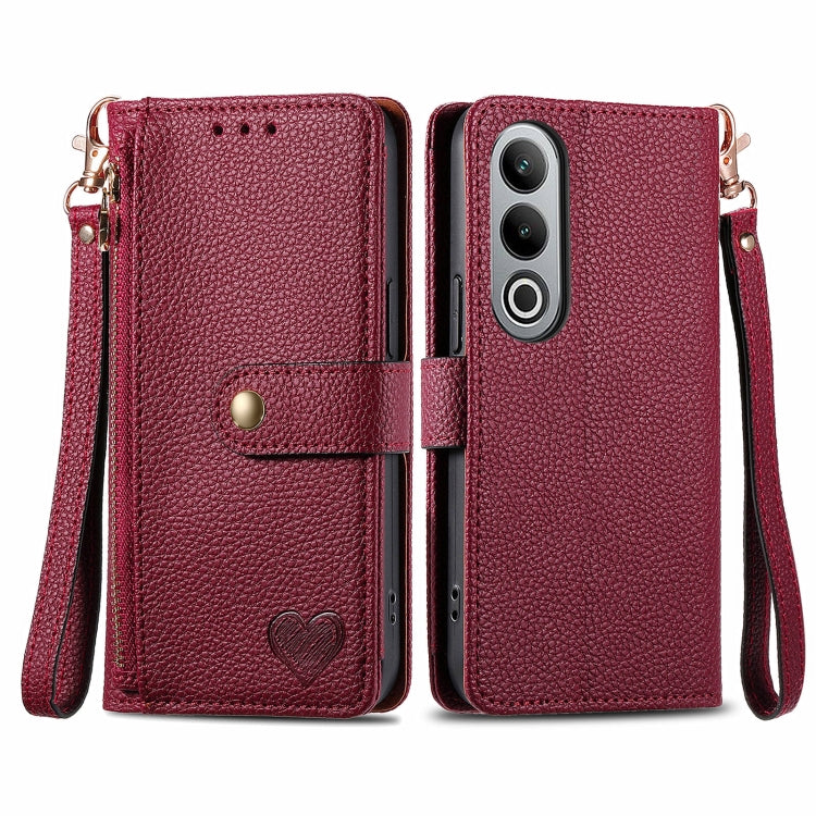 Love Zipper Lanyard Leather Phone Case, For OnePlus 15, For OnePlus Ace 3 Pro, For OnePlus Nord  CE4, For OnePlus Nord N30 SE