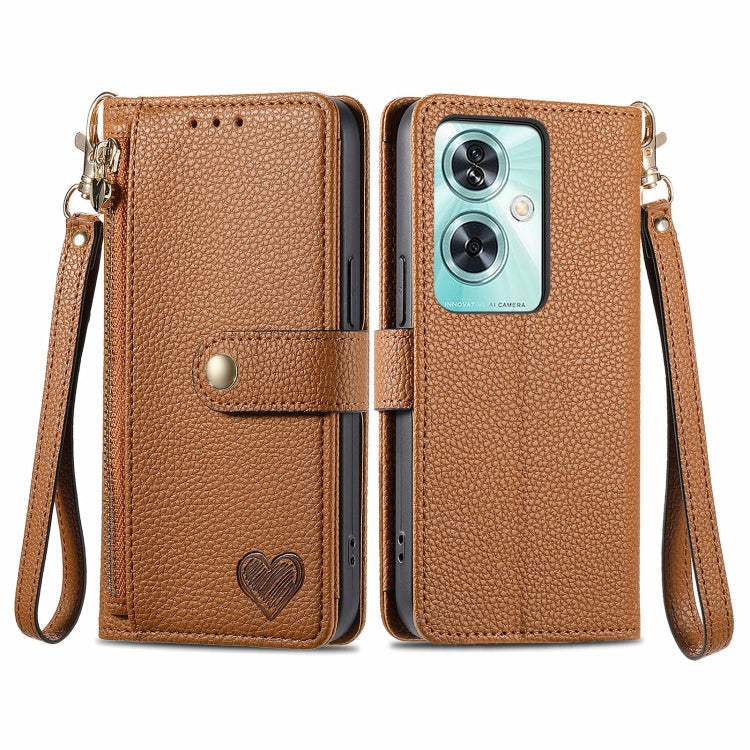 Love Zipper Lanyard Leather Phone Case, For OnePlus 15, For OnePlus Ace 3 Pro, For OnePlus Nord  CE4, For OnePlus Nord N30 SE