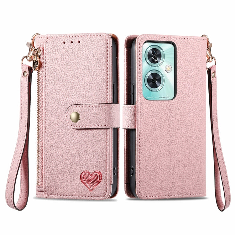 Love Zipper Lanyard Leather Phone Case, For OnePlus 15, For OnePlus Ace 3 Pro, For OnePlus Nord  CE4, For OnePlus Nord N30 SE