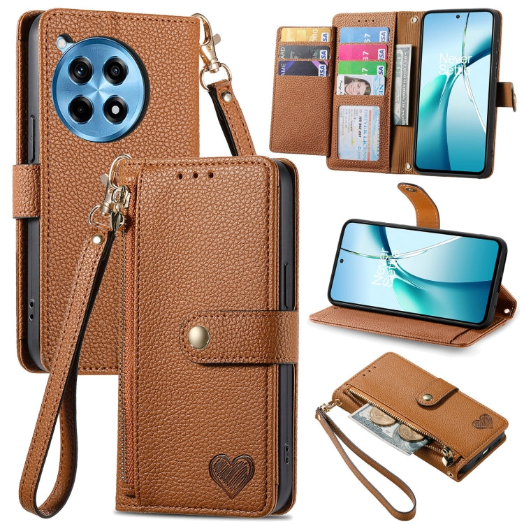 Love Zipper Lanyard Leather Phone Case, For OnePlus 15, For OnePlus Ace 3 Pro, For OnePlus Nord  CE4, For OnePlus Nord N30 SE
