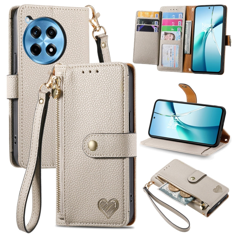 Love Zipper Lanyard Leather Phone Case, For OnePlus 15, For OnePlus Ace 3 Pro, For OnePlus Nord  CE4, For OnePlus Nord N30 SE