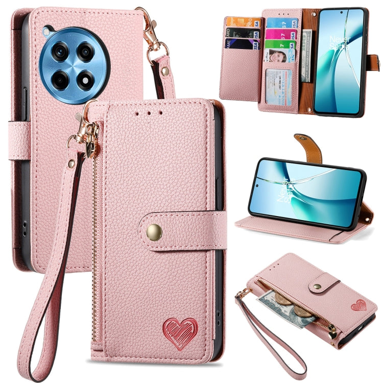 Love Zipper Lanyard Leather Phone Case, For OnePlus 15, For OnePlus Ace 3 Pro, For OnePlus Nord  CE4, For OnePlus Nord N30 SE