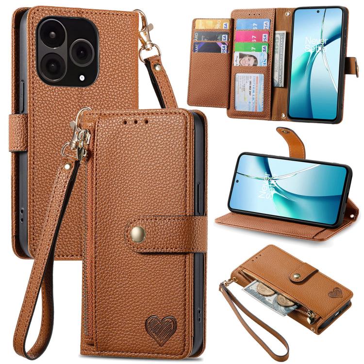 Love Zipper Lanyard Leather Phone Case, For OnePlus 15, For OnePlus Ace 3 Pro, For OnePlus Nord  CE4, For OnePlus Nord N30 SE