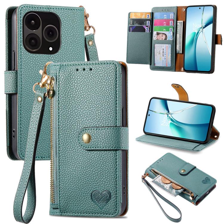 Love Zipper Lanyard Leather Phone Case, For OnePlus 15, For OnePlus Ace 3 Pro, For OnePlus Nord  CE4, For OnePlus Nord N30 SE
