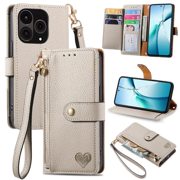 Love Zipper Lanyard Leather Phone Case, For OnePlus 15, For OnePlus Ace 3 Pro, For OnePlus Nord  CE4, For OnePlus Nord N30 SE