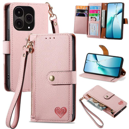 Love Zipper Lanyard Leather Phone Case, For OnePlus 15, For OnePlus Ace 3 Pro, For OnePlus Nord  CE4, For OnePlus Nord N30 SE