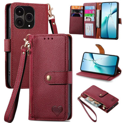 Love Zipper Lanyard Leather Phone Case, For OnePlus 15, For OnePlus Ace 3 Pro, For OnePlus Nord  CE4, For OnePlus Nord N30 SE