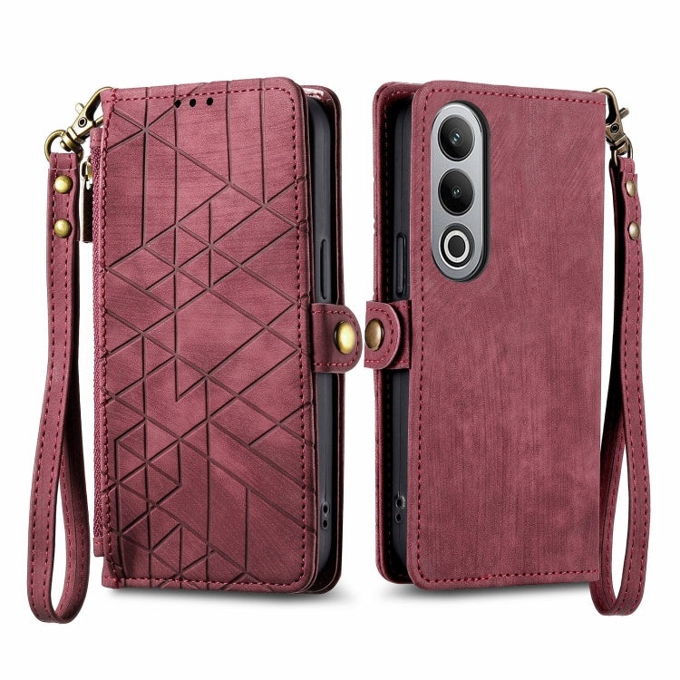 Geometric Zipper Wallet Side Buckle Leather Phone Case, For OnePlus 15, For OnePlus Ace 3 Pro, For OnePlus Nord CE 4, For OnePlus Nord N30 SE