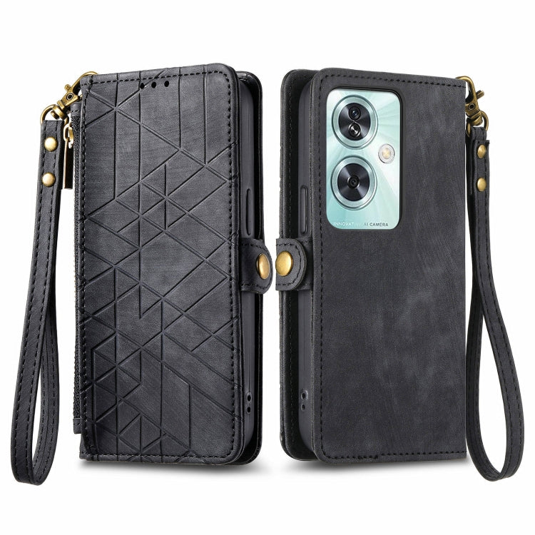 Geometric Zipper Wallet Side Buckle Leather Phone Case, For OnePlus 15, For OnePlus Ace 3 Pro, For OnePlus Nord CE 4, For OnePlus Nord N30 SE