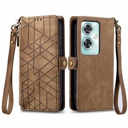 Geometric Zipper Wallet Side Buckle Leather Phone Case, For OnePlus 15, For OnePlus Ace 3 Pro, For OnePlus Nord CE 4, For OnePlus Nord N30 SE