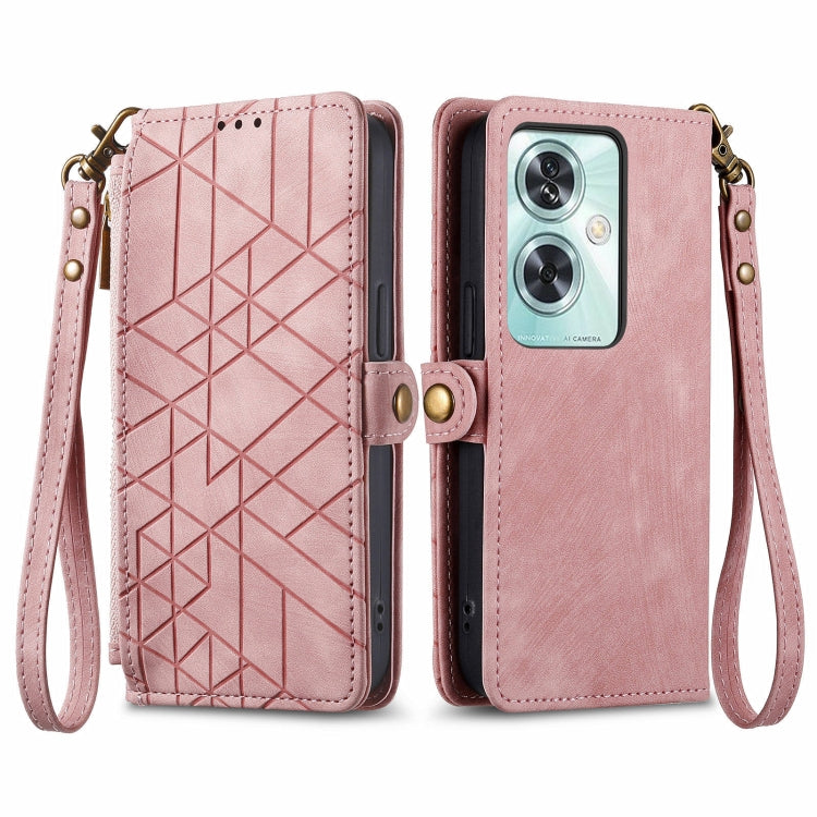 Geometric Zipper Wallet Side Buckle Leather Phone Case, For OnePlus 15, For OnePlus Ace 3 Pro, For OnePlus Nord CE 4, For OnePlus Nord N30 SE