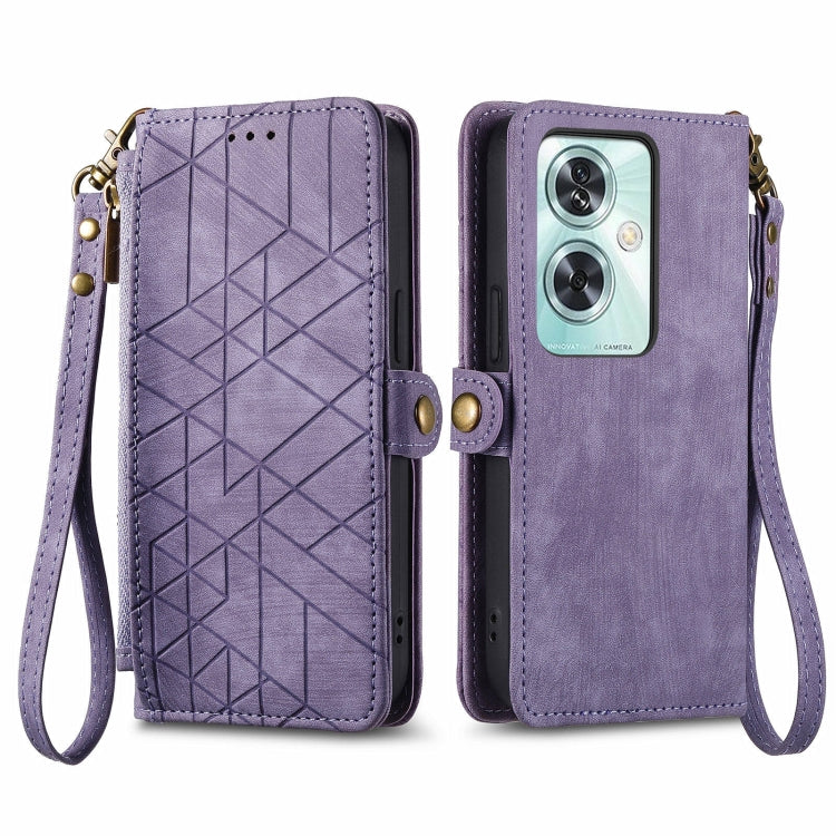 Geometric Zipper Wallet Side Buckle Leather Phone Case, For OnePlus 15, For OnePlus Ace 3 Pro, For OnePlus Nord CE 4, For OnePlus Nord N30 SE