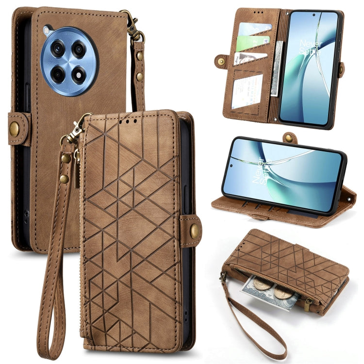 Geometric Zipper Wallet Side Buckle Leather Phone Case, For OnePlus 15, For OnePlus Ace 3 Pro, For OnePlus Nord CE 4, For OnePlus Nord N30 SE