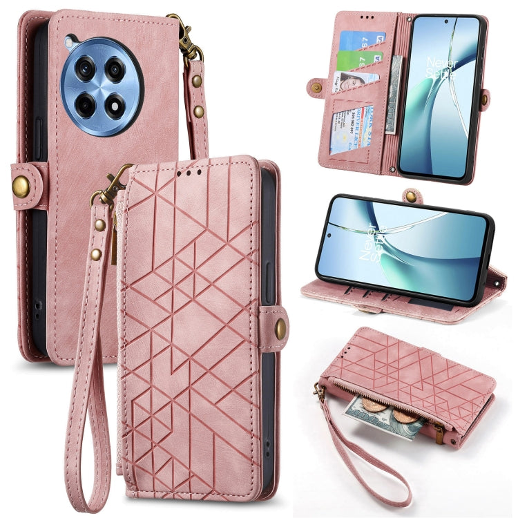 Geometric Zipper Wallet Side Buckle Leather Phone Case, For OnePlus 15, For OnePlus Ace 3 Pro, For OnePlus Nord CE 4, For OnePlus Nord N30 SE