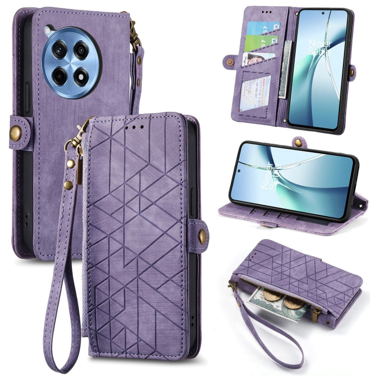 Geometric Zipper Wallet Side Buckle Leather Phone Case, For OnePlus 15, For OnePlus Ace 3 Pro, For OnePlus Nord CE 4, For OnePlus Nord N30 SE