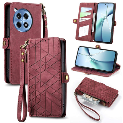 Geometric Zipper Wallet Side Buckle Leather Phone Case, For OnePlus 15, For OnePlus Ace 3 Pro, For OnePlus Nord CE 4, For OnePlus Nord N30 SE