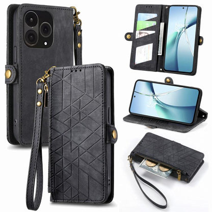 Geometric Zipper Wallet Side Buckle Leather Phone Case, For OnePlus 15, For OnePlus Ace 3 Pro, For OnePlus Nord CE 4, For OnePlus Nord N30 SE