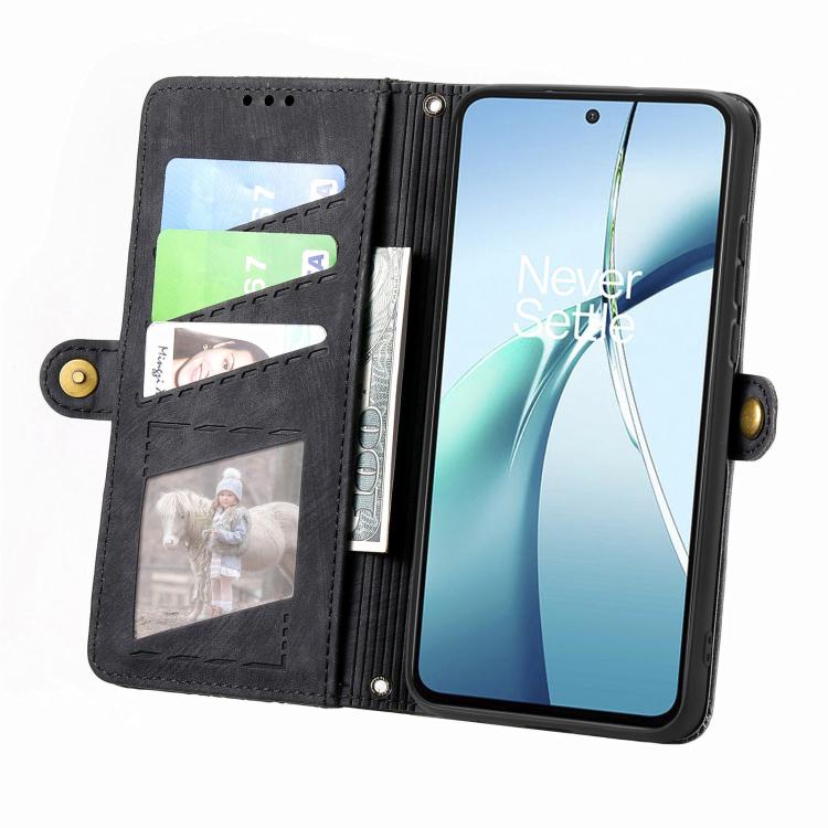 Geometric Zipper Wallet Side Buckle Leather Phone Case, For OnePlus 15, For OnePlus Ace 3 Pro, For OnePlus Nord CE 4, For OnePlus Nord N30 SE