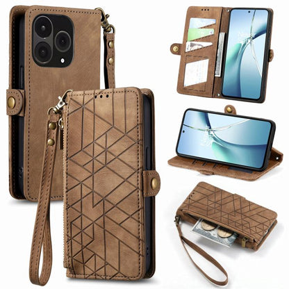 Geometric Zipper Wallet Side Buckle Leather Phone Case, For OnePlus 15, For OnePlus Ace 3 Pro, For OnePlus Nord CE 4, For OnePlus Nord N30 SE