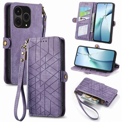 Geometric Zipper Wallet Side Buckle Leather Phone Case, For OnePlus 15, For OnePlus Ace 3 Pro, For OnePlus Nord CE 4, For OnePlus Nord N30 SE