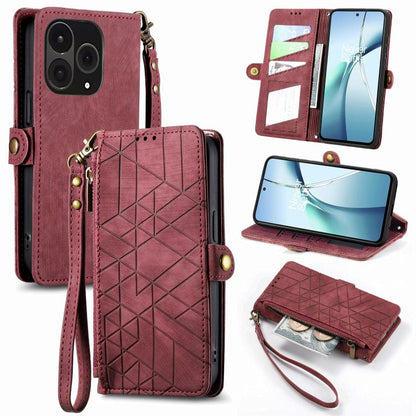 Geometric Zipper Wallet Side Buckle Leather Phone Case, For OnePlus 15, For OnePlus Ace 3 Pro, For OnePlus Nord CE 4, For OnePlus Nord N30 SE