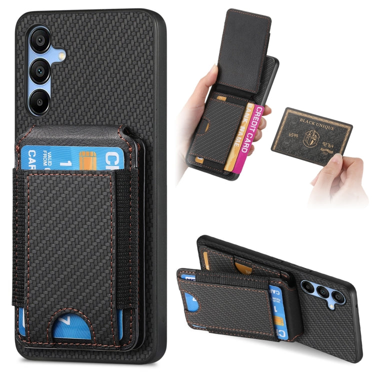 Carbon Fiber Vertical Flip Wallet Stand Phone Case, For Samsung Galaxy A15, For Samsung Galaxy A55 5G, For Samsung Galaxy A35 5G, For Samsung Galaxy S24 Ultra 5G