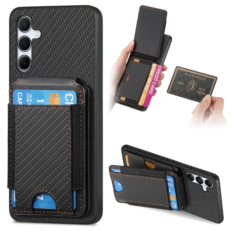 Carbon Fiber Vertical Flip Wallet Stand Phone Case, For Samsung Galaxy A35 5G, For Samsung Galaxy S24 Ultra 5G, For Samsung Galaxy S24+ 5G, For Samsung Galaxy S24 5G