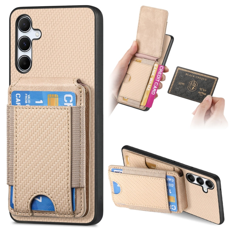 Carbon Fiber Vertical Flip Wallet Stand Phone Case, For Samsung Galaxy A25, For Samsung Galaxy S23 FE 5G, For Samsung Galaxy A34 5G, For Samsung Galaxy A54 5G