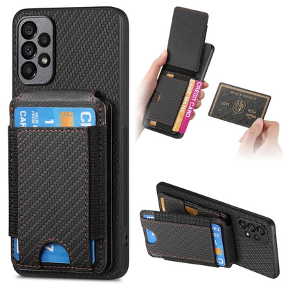 Carbon Fiber Vertical Flip Wallet Stand Phone Case, For Samsung Galaxy A04 4G, For Samsung Galaxy M53 5G, For Samsung Galaxy M23 5G, For Samsung Galaxy M33 5G