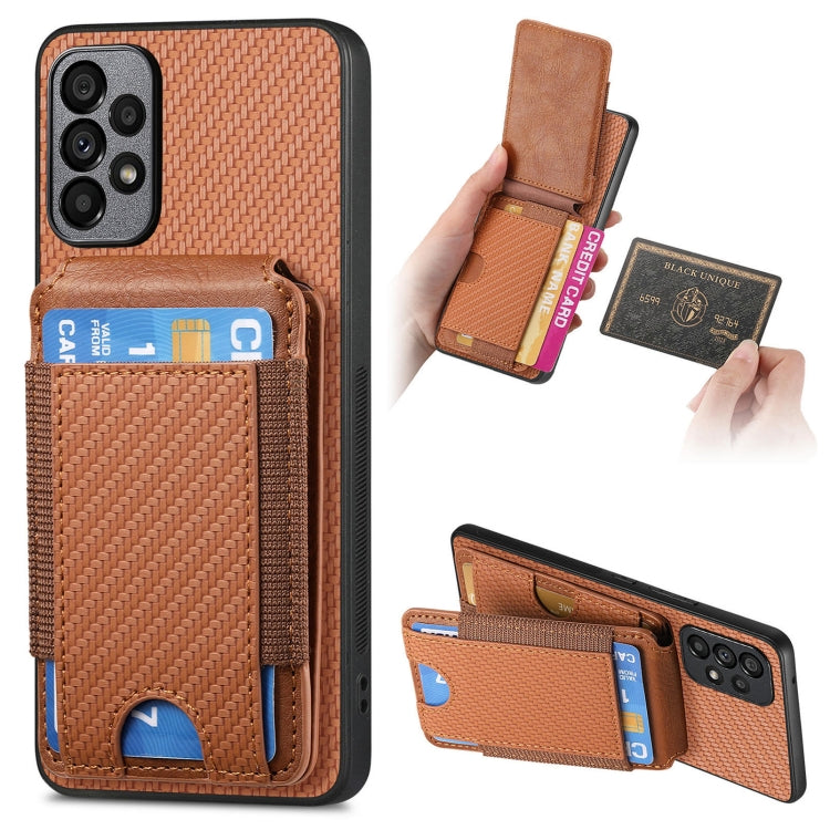 Carbon Fiber Vertical Flip Wallet Stand Phone Case, For Samsung Galaxy M23 5G, For Samsung Galaxy M33 5G, For Samsung Galaxy A73 5G, For Samsung Galaxy A33 5G