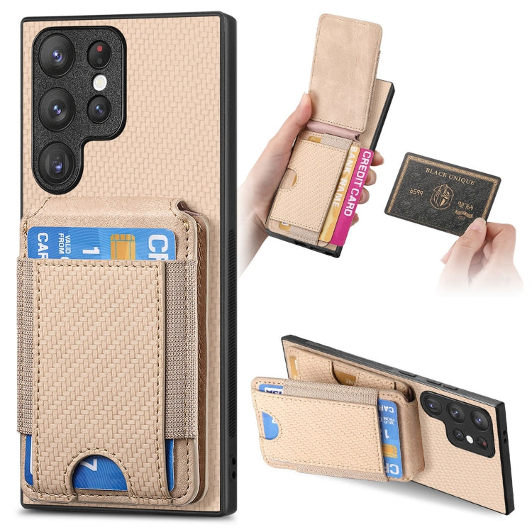 Carbon Fiber Vertical Flip Wallet Stand Phone Case, For Samsung Galaxy A73 5G, For Samsung Galaxy A33 5G, For Samsung Galaxy A13 4G, For Samsung Galaxy S22 Ultra 5G