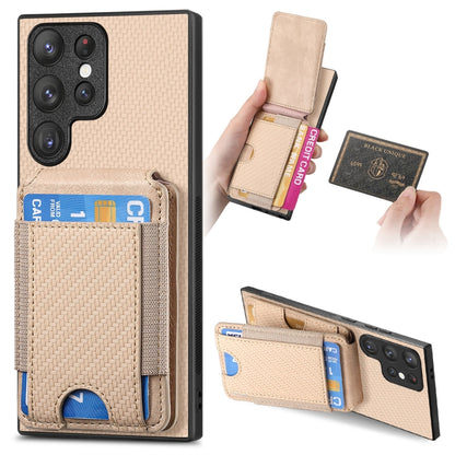 Carbon Fiber Vertical Flip Wallet Stand Phone Case, For Samsung Galaxy A73 5G, For Samsung Galaxy A33 5G, For Samsung Galaxy A13 4G, For Samsung Galaxy S22 Ultra 5G
