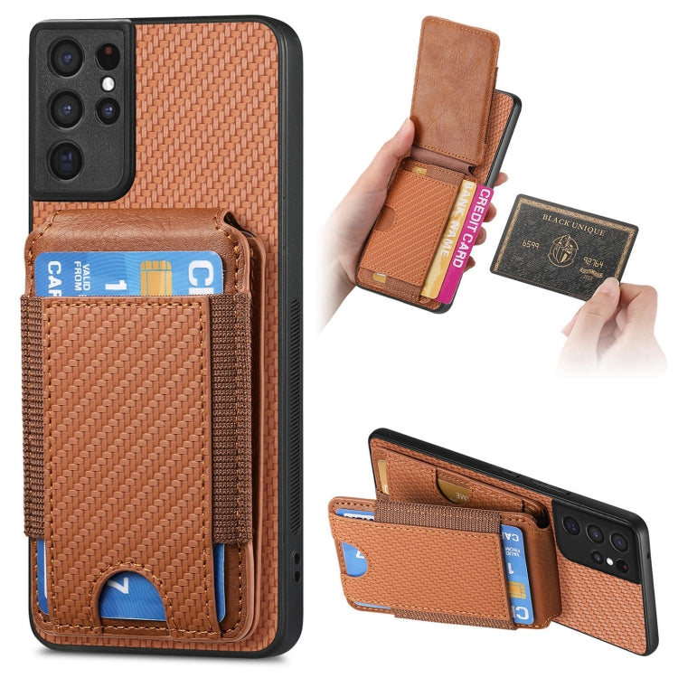 Carbon Fiber Vertical Flip Wallet Stand Phone Case, For Samsung Galaxy A32 5G, For Samsung Galaxy S21 5G, For Samsung Galaxy S21+ 5G, For Samsung Galaxy S21 Ultra 5G