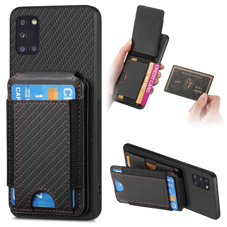 Carbon Fiber Vertical Flip Wallet Stand Phone Case, For Samsung Galaxy A21s, For Samsung Galaxy A31, For Samsung Galaxy A71 4G, For Samsung Galaxy A51 4G