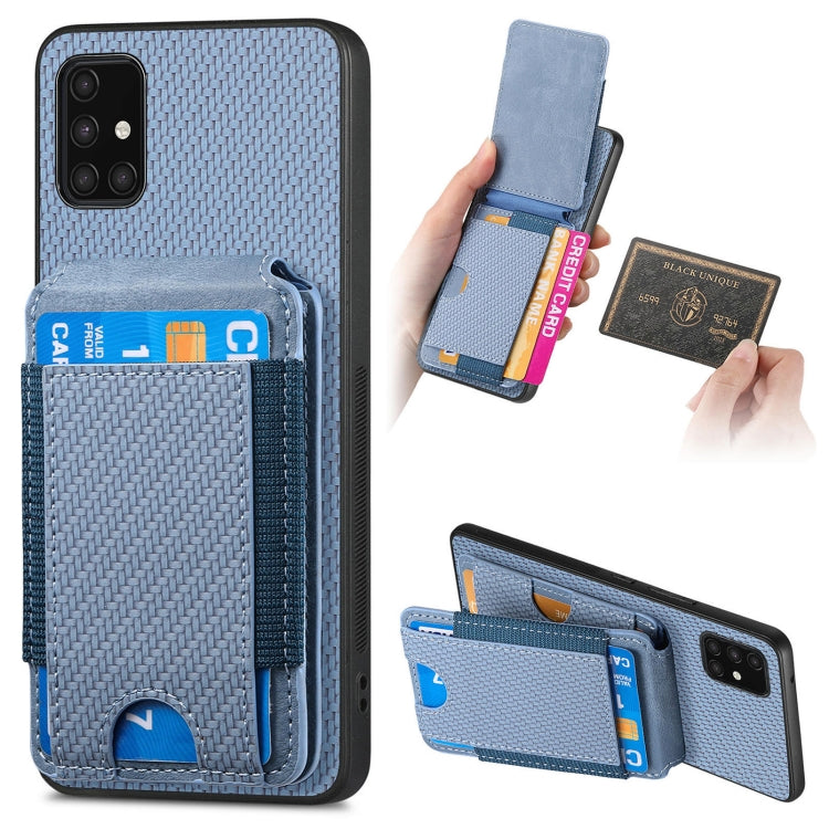 Carbon Fiber Vertical Flip Wallet Stand Phone Case, For Samsung Galaxy A21s, For Samsung Galaxy A31, For Samsung Galaxy A71 4G, For Samsung Galaxy A51 4G
