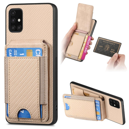 Carbon Fiber Vertical Flip Wallet Stand Phone Case, For Samsung Galaxy A21s, For Samsung Galaxy A31, For Samsung Galaxy A71 4G, For Samsung Galaxy A51 4G