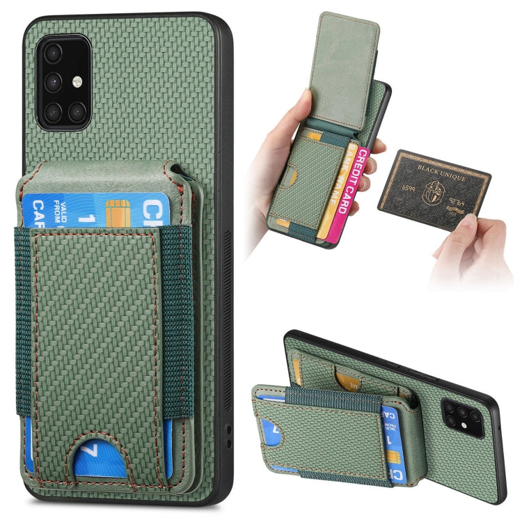 Carbon Fiber Vertical Flip Wallet Stand Phone Case, For Samsung Galaxy A21s, For Samsung Galaxy A31, For Samsung Galaxy A71 4G, For Samsung Galaxy A51 4G