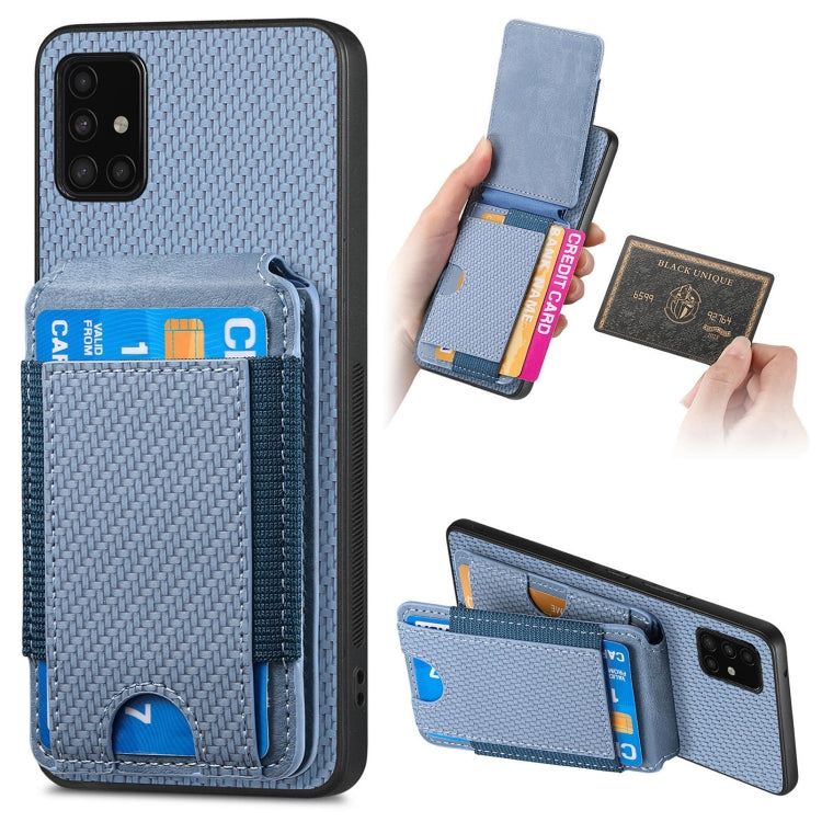 Carbon Fiber Vertical Flip Wallet Stand Phone Case, For Samsung Galaxy A21s, For Samsung Galaxy A31, For Samsung Galaxy A71 4G, For Samsung Galaxy A51 4G