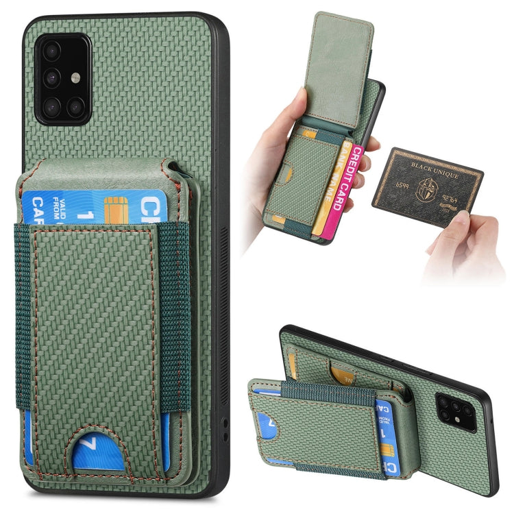 Carbon Fiber Vertical Flip Wallet Stand Phone Case, For Samsung Galaxy A21s, For Samsung Galaxy A31, For Samsung Galaxy A71 4G, For Samsung Galaxy A51 4G