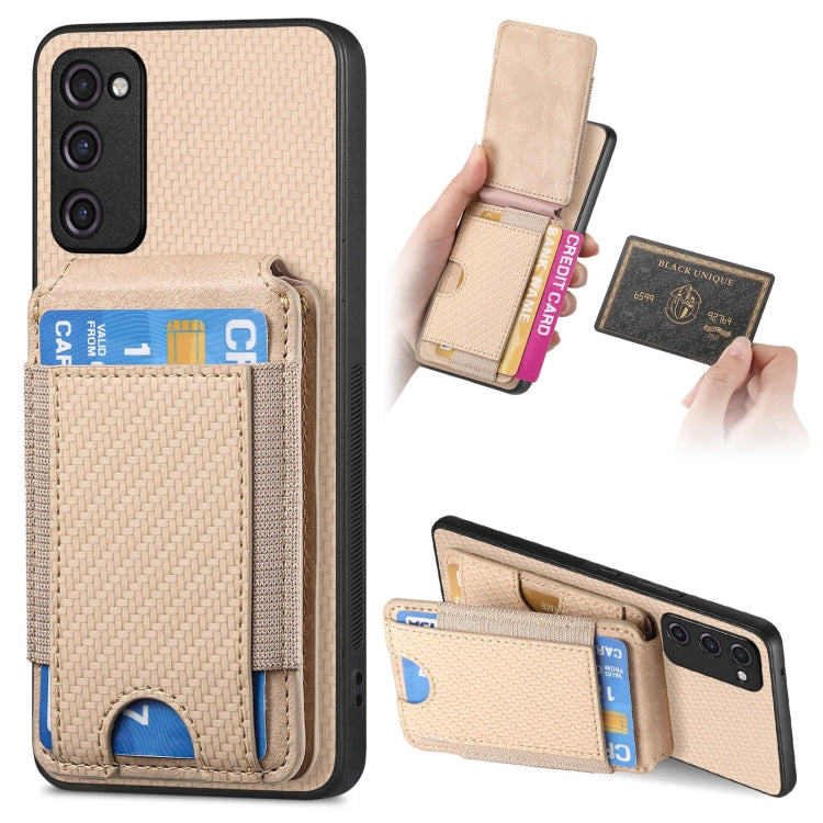 Carbon Fiber Vertical Flip Wallet Stand Phone Case, For Samsung Galaxy S20 FE, For Samsung Galaxy A53 5G, For Samsung Galaxy A72 5G, For Samsung Galaxy A52
