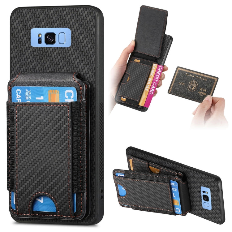 Carbon Fiber Vertical Flip Wallet Stand Phone Case, For Samsung Galaxy S8+
