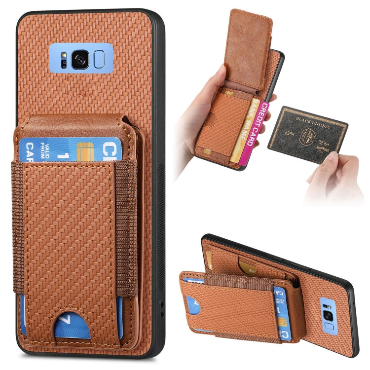 Carbon Fiber Vertical Flip Wallet Stand Phone Case, For Samsung Galaxy S8+