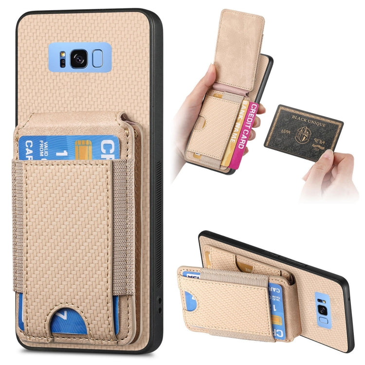 Carbon Fiber Vertical Flip Wallet Stand Phone Case, For Samsung Galaxy S8+